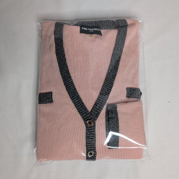 Karl Lagerfeld Women's Soft Pink Button Up Cardigan, Medium - Picture 7 of 7